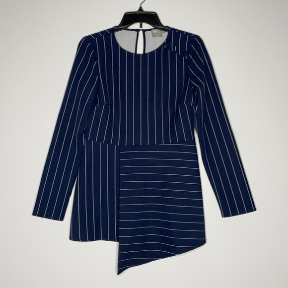 Asos Long Sleeve Blouse Blue with White Stripes 4 - Picture 1 of 5